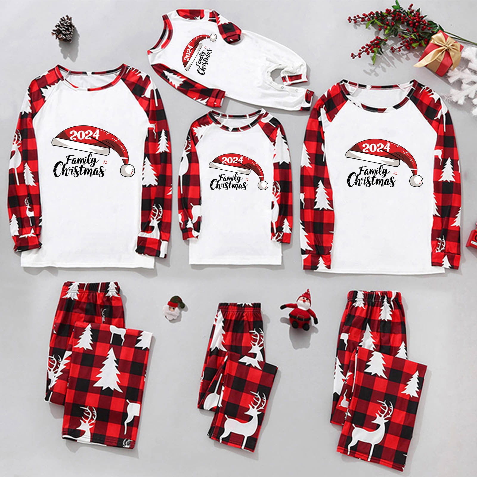 Penkiiy Matching Christmas Pajamas For Family Xmas Holiday Pjs Elf Plaid Sleepwear Outfit Sets For Women Men Couples Adult XL Multicolor Walmart