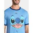 thumbnail image 4 of Disney Men's Stitch Blue Ringer Tee with Short Sleeves, Sizes S-2XL, 4 of 5
