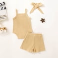 thumbnail image 6 of Ccpelsie Girls Summer Clothing Sets Ruffle Tank Tops and Shorts Cute 2 Piece Outfits 3-10 Years(Beige,12-18 Months), 6 of 8