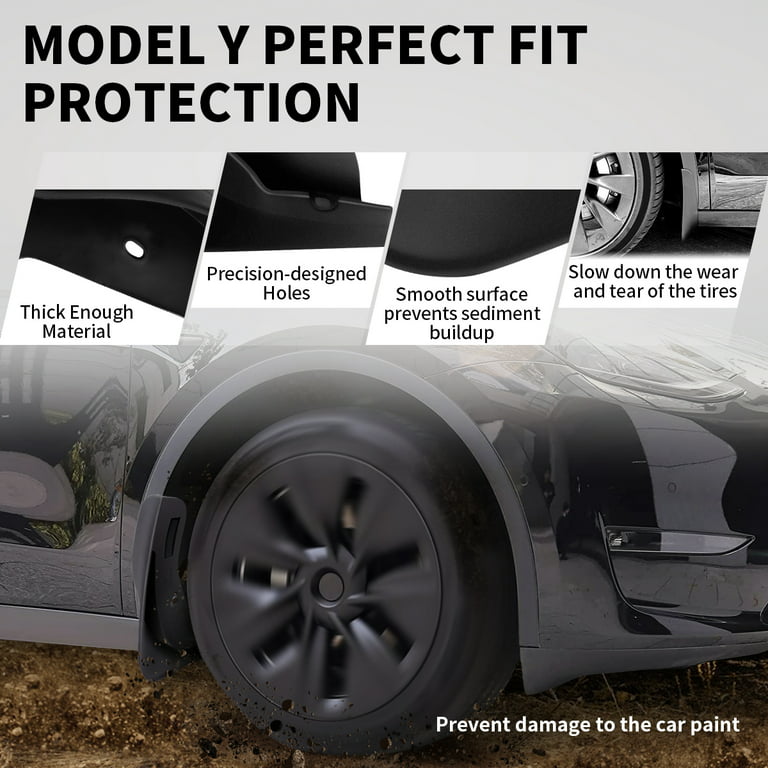 LASFIT Mud Flaps for Tesla Model Y 2020 - 2023 No Drilling Required Splash  Guards Matte Fender Upgraded PP Material Accessories Fit 5 Seater Car - Set  of 4 