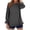 Gray, variant on cocolona Women Long Sleeve Shirts Crew Neck Ruffle Hem Tops Fashion Casual Loose Solid Color Blouses