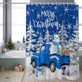 thumbnail image 2 of Merry Christmas Bathroom Shower Curtain Navy Blue Truck White Xmas Pine Tree Snowflake Waterproof Washable Shower Curtains for Bathtub Bath Decor with Grommets and Hook 36 X 72 Inch, 2 of 8