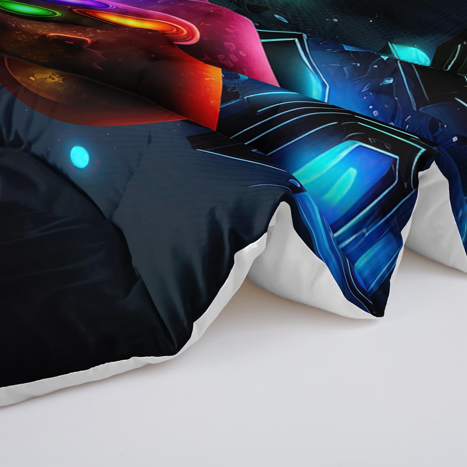 3pcs Gaming Controller Comforter Set, Neon Gamer Bedding Set for Bedroom or Guest Room Decor, All Seasons Quilt Machine Washable Duvet with 2 Pillowcases