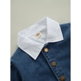 thumbnail image 5 of Qiylii Girl’s Outfit Solid Color Long Sleeve Shirt Dress+Denim Cropped Coat Set, 5 of 8