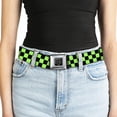 thumbnail image 5 of Buckle-Down Belt, Seatbelt Buckle Belt, Checker Black Neon Green, 34 to 52 Inches, 5 of 9