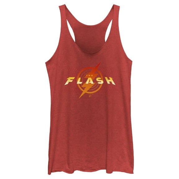Women's The Flash Animated Yellow Logo Racerback Tank Top Red Heather X Large