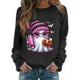 thumbnail image 4 of YVNAURA Women‘s Spooky Season Funny Graphic Oversized Sweatshirt Crewneck Long Sleeve Pullover Cute Halloween Loose Fit Fall Top Casual 1 Pack, Dark Gray,XXXL, 4 of 5