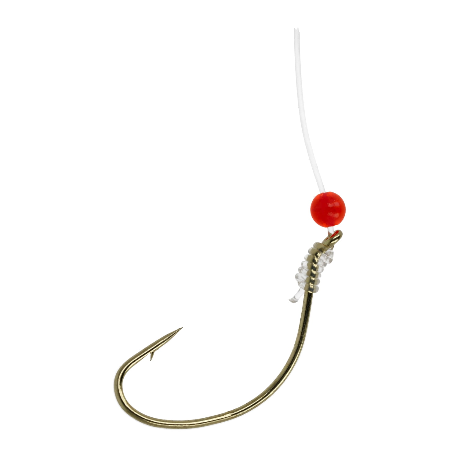 Lazer Sharp 9146H-3/0 Snelled Kahle Fluke Red Bead Hook, Gold, Size 3/0, 5 Pack