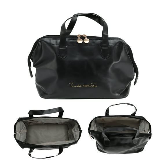Neceser de Maquillaje Unique Bargains de Gran Capacidad, Neceser Cosmético de Viaje PU para Mujeres, Neceser Impermeable y Duradero con Múltiples Compartimentos Negro