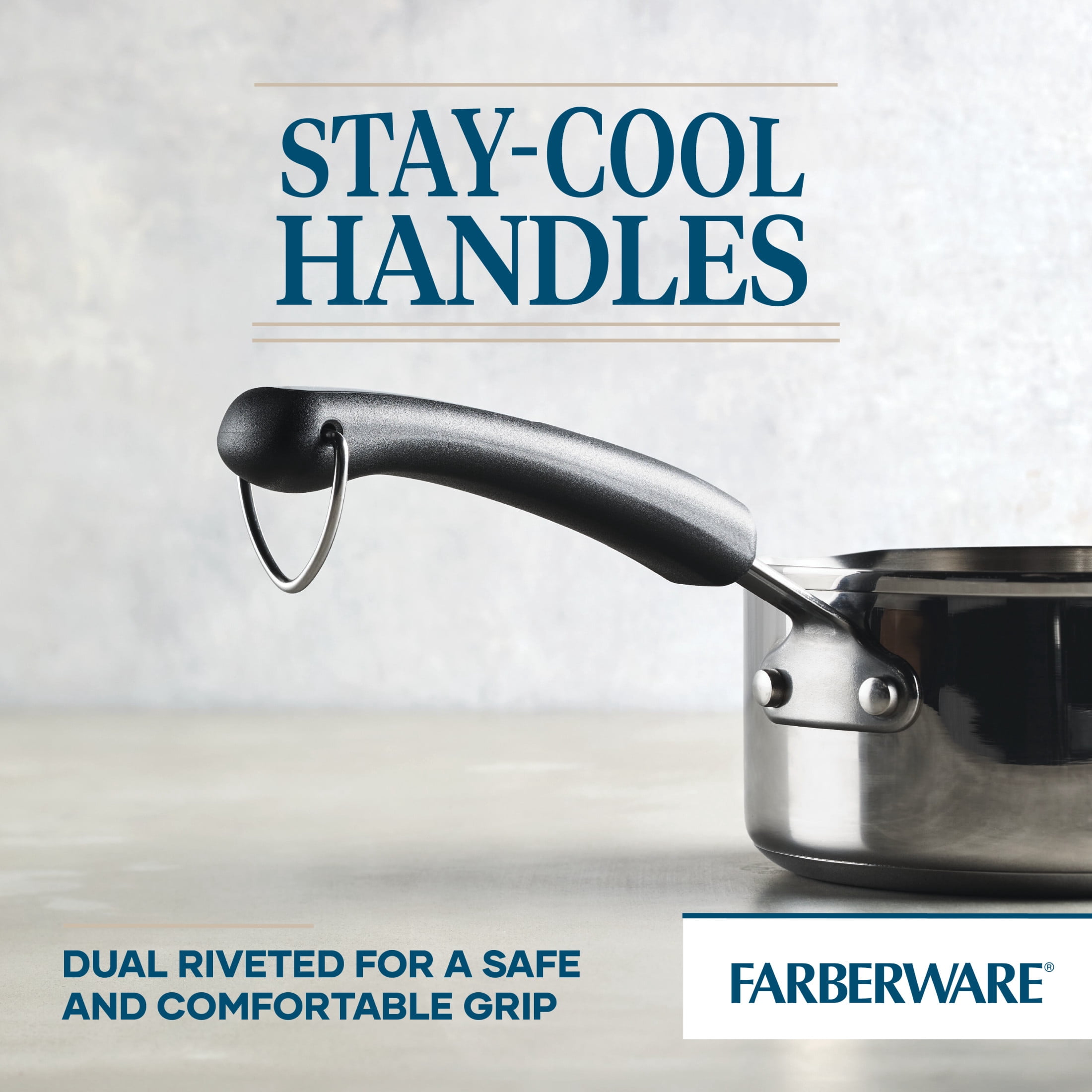 Farberware Brilliance 1 Quart Stainless Steel Saucepan with Pour Spout, Induction Compatible, Metal Utensil Safe, Dishwasher Safe