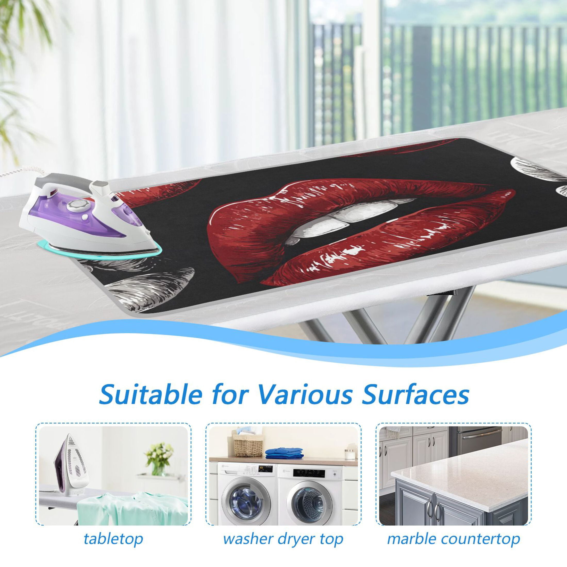 Sexy Red Lips Ironing Mat Blanket Portable Travel Ironing Pad Heat Resistant Pad 47.2" x 27.6”