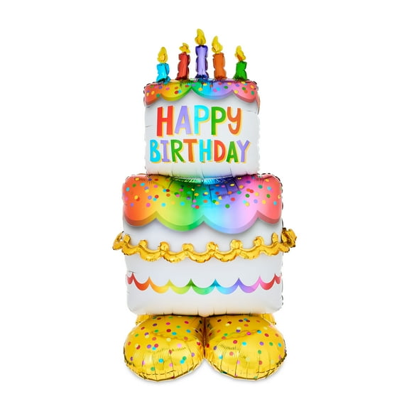 53" Multicolor Air-Filled Happy Birthday Cake Foil Balloon, by Way To Celebrate