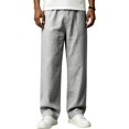 thumbnail image 6 of Dweltoz Men Linen Cargo Pants Baggy Elastic Waist Trousers Lightweight Breathable Wide Straight Leg Workwear with Pockets,Gray 3XL, 6 of 6