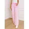 thumbnail image 5 of Women's Pink Acid Wash Jeans – High Waist Shift Denim with Raw Hem, Casual Daily Wear, 16, 5 of 5
