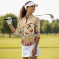thumbnail image 4 of Uorisanigo Hummingbird Flower Womens 3/4 Sleeve Golf Shirts Versatile Athletic Polo Workout Tops Comfortable Dry-Fit Fashionable Quarter Zip Daily Wear Workout Sports for Women, 4 of 7