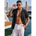 thumbnail image 2 of RICHCOIN Mens Linen Shirts Cuban Hawaiian Shirts Short Sleeve Button Down Casual Summer Beach Tops, 2 of 6