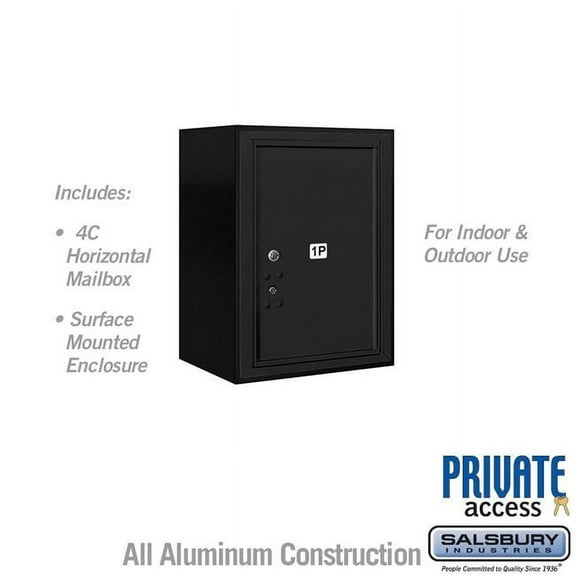 Salsbury Industries  17.75 x 24.5 x 17 in. Surface Mounted 4C Horizontal Mailbox Unit - Front Loading - Private Access, Black