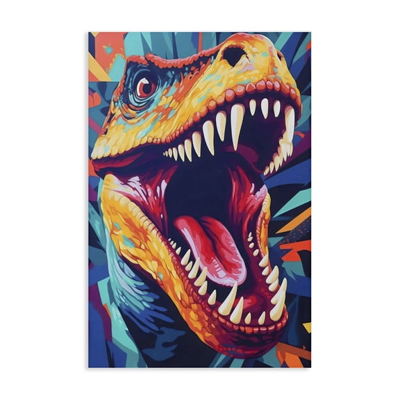 Stupell Industries Bohemian Pop Style Raptor Dino Canvas Art, 16 x 24, by Creative Studio