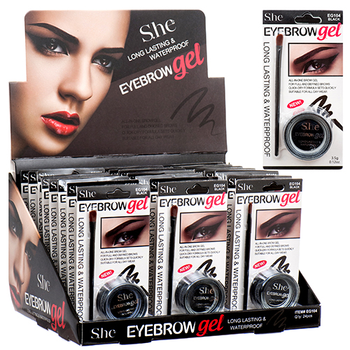 New 363021 Eyebrow Gel Display Waterproof Black 24 Pc (24Pack