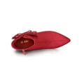 thumbnail image 4 of BLISSFUL STEP Women's Flower Point Toe Size Zipper Stiletto Heel Ankle Boots Red 8, 4 of 8
