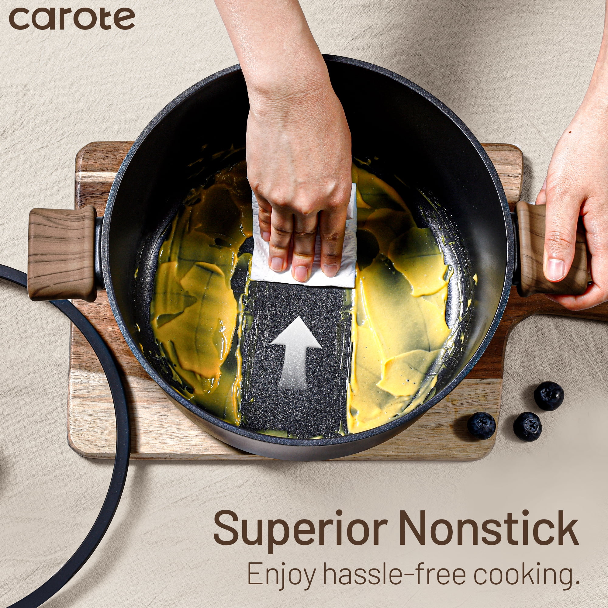 Carote Titanium Non-Stick Dutch Oven,Large Capacity Stockpot with Lid, Induction Compatible, Dishwasher Safe, 6.75QT, Black