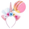 thumbnail image 3 of KAKOWELY 1 diadema de unicornio con flores de malla para niñas, 3 of 4