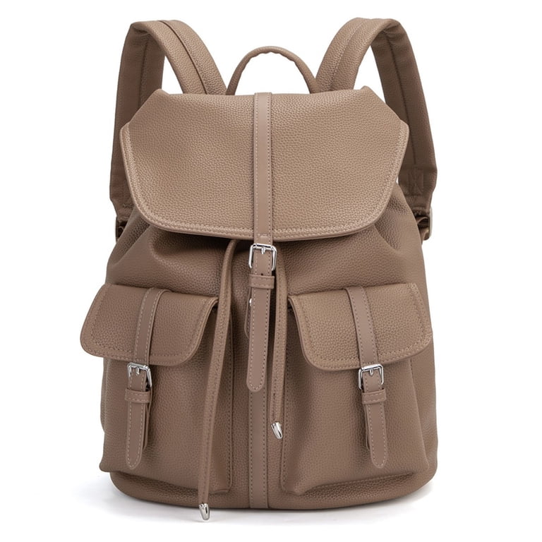 brown faux leather backpacks The Top-to-Bottom Vegan Backpack youll feel the quality when wearing this backpack PRIYAL Vegan Leather Laptop Backpack