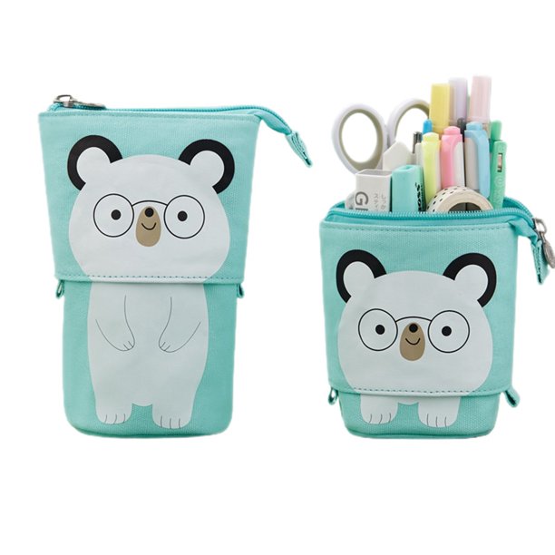 Telescopic Pencil Case, Cute Cartoon Animal Stand Up Pencil Bag