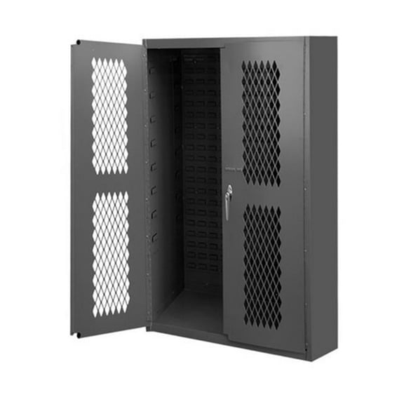 Durham EMDC-2600-BLP-95 16 Gauge Flush Door Style Lockable Ventilated Cabinet, Gray - 36 x 18 x 48 in.