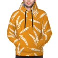 thumbnail image 4 of KLL Autumn Orange Wheat Print Mens Hoodie Long Sleeve Casual Pullover Hooded Sweatshirt Fashion Drawstring Hoodies with Pocket-Medium, 4 of 6