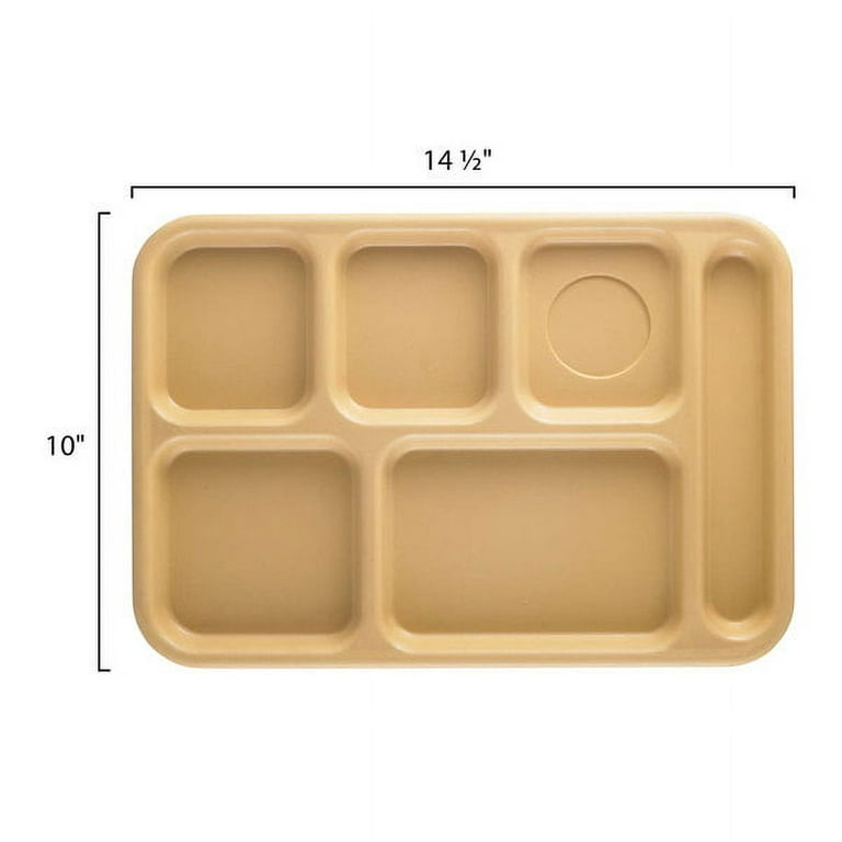 Cambro 6-Compartment Plastic Lunch Tray, 24PK, Tan, BCT1014-161