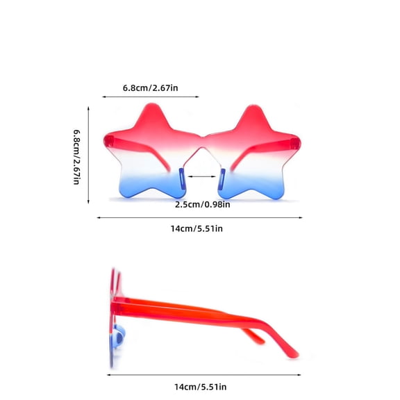 Patriotic Star Shaped Sunglasses Three Pack, Red White Blue Themed Party Eyewear for Independence Day, Fun Prop Glasses for Festive Accessories and Photo Opportunities at Summer Celebrations