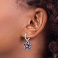 thumbnail image 3 of Finest Gold Sterling Silver Cheryl M Rhodium-Plated Purple & White CZ Flower Hoop Dangle Earrings, 3 of 4