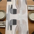 thumbnail image 5 of Abstract Gray Brown 70 Inch Table Runner, Modern Geometric Art Farmhouse Dresser Scarf Cotton & Linen Tablerunner for Dining/Kitchen Island/Holiday Party Décor 13" x 70", 5 of 9