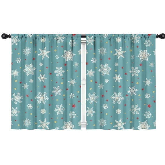 Blackout Kids Curtains,Blue Christmas Snowflake and Star Pattern Childrens Insulated Curtains Set Of 2,Bedroom Essentials,Toddler Room Decor 42"x54"