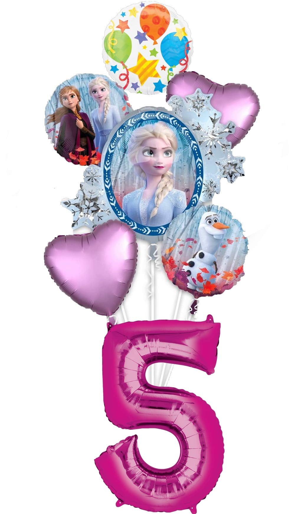 Frozen 2 Party Supplies 3rd Birthday Elsa Anna and Olaf Balloon Bouquet Decorations Pink Number 3 Walmart