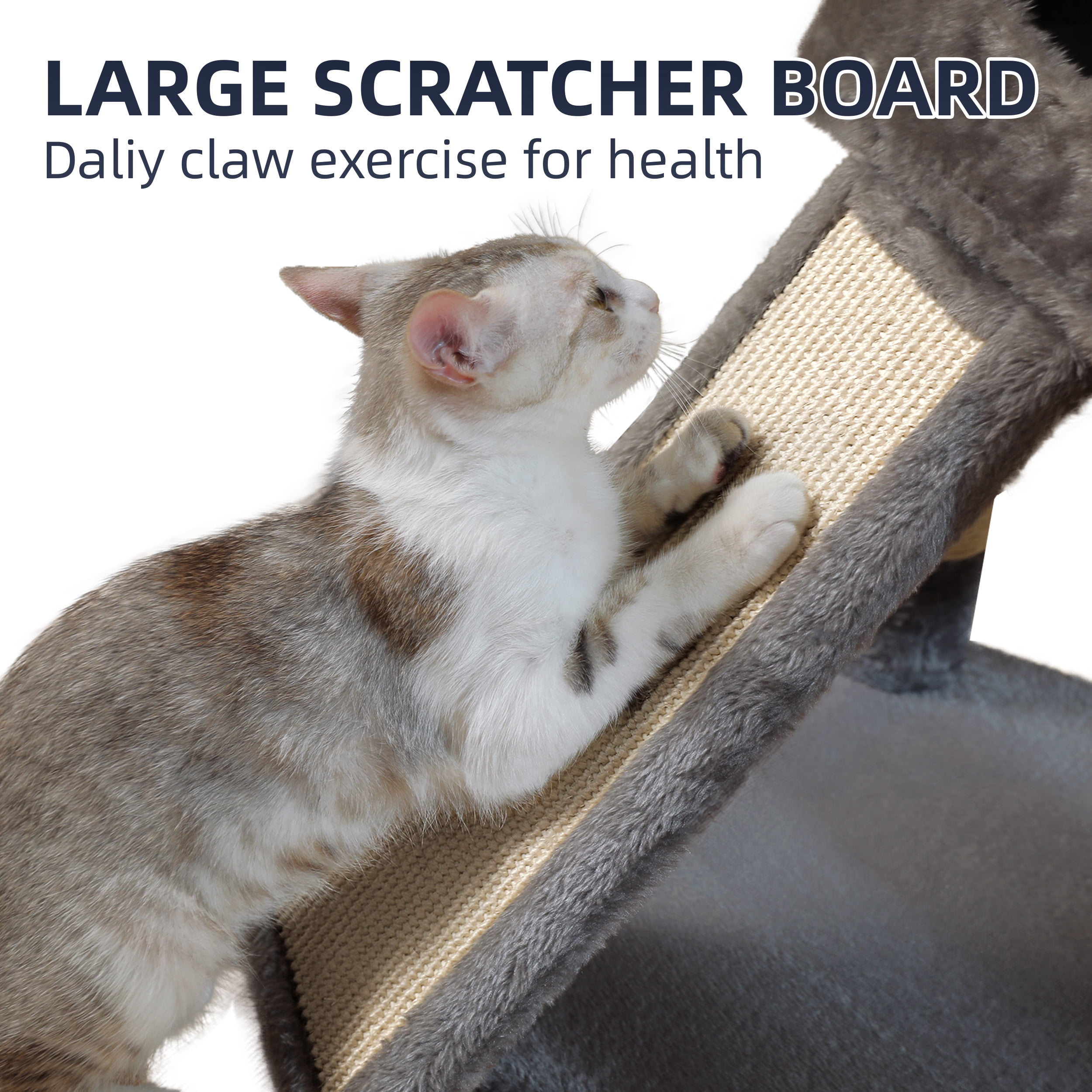 Vibrant Life 50inch Cat Tree Tower with Large Condo and Perch for Indoor Cats, Gray