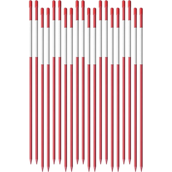 EPOTOOR 100 PCS Fiberglass Driveway Poles Snow Stakes with Reflective Tape Multipurpose Driveway Marker 48 Inch 5/16 Inch Red