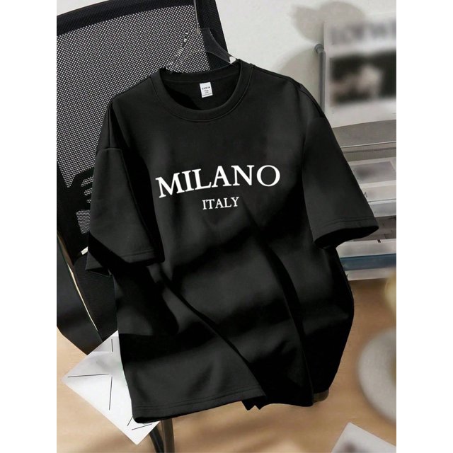 MILANO ITALY Pure Cotton Black Tshirt, Unisex Comfort Tshirt for Men Women