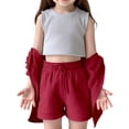 thumbnail image 3 of Tiijoy Teen Girl's Outfits Linen Long Sleeve Button Up Shirt Shorts Set, Sizes 5-14, 3 of 8