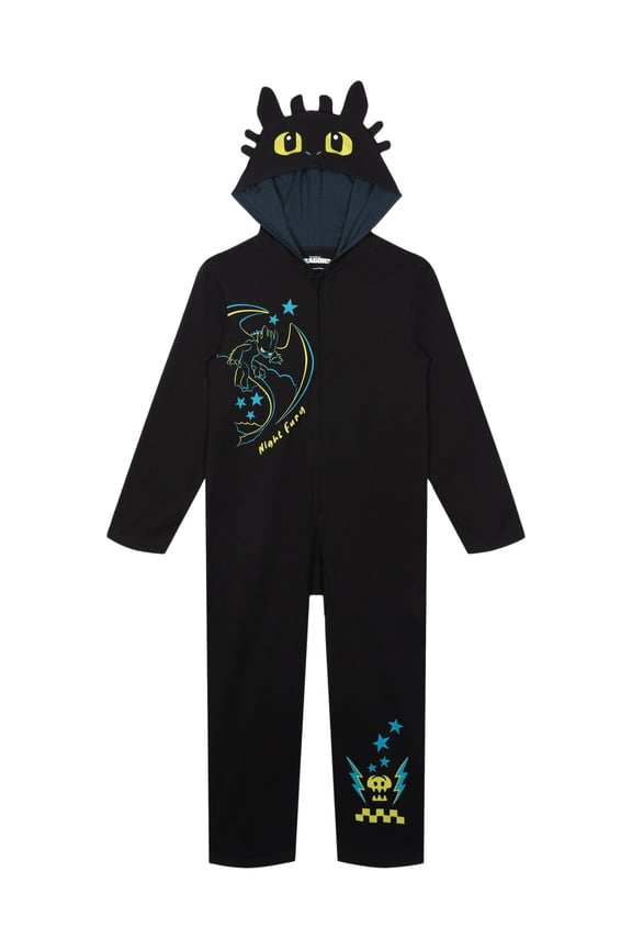 How to Train Your Dragon Toddler Boy or Girl Cosplay Hooded One Piece Coverall Toothless Charcoal