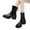 Black, variant on Oyedens Mid Calf Boots for Women 2024 Fall Fashion Leather Platform Heels Chelsea Ankle Booties