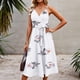 thumbnail image 4 of ICHUANYI Clearance Women's Fashion Sexy V-Neck Sleeveless Zipper Printed Print Mid Claf Dresses +Belt(White, L) Ichuanyi Ichuanyi, 4 of 8