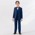 thumbnail image 5 of CPNG Teen Boys Toddler Gentleman Kids Formal Outfits Long Sleeve Suit Clothing Shirt Vest Pant Bow Tie Wedding Outfit(Navy,9-10 Years), 5 of 5
