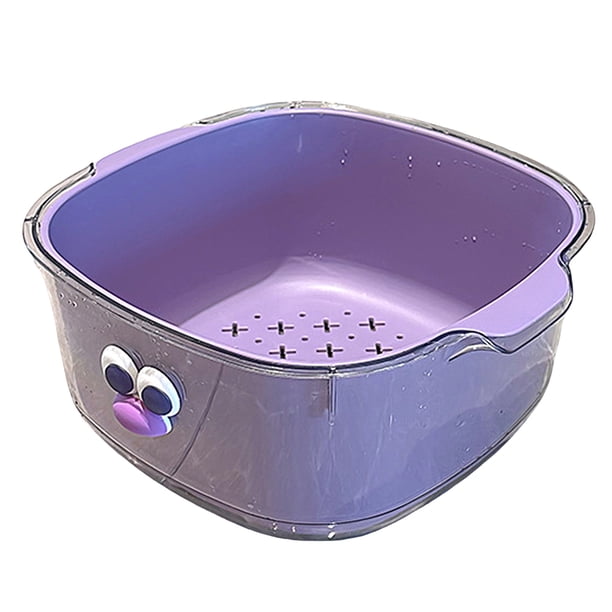 Cesta Frutas para Lavado Verduras Doble Capa para Drenar La Sala Estar Artefacto Nuevo para El Plato Frutas Multifuncional Y Cesta Verduras (púrpura Con Pegatinas Pico Pato Al Azar)