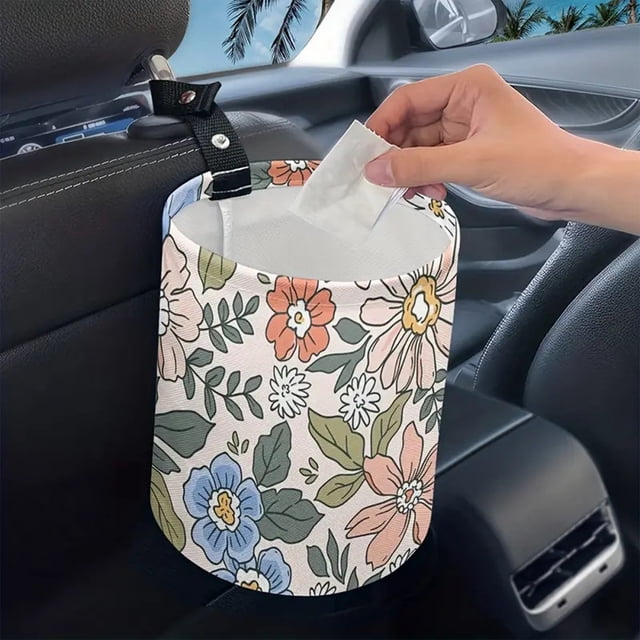 Dvkptbk Car Mounted Garbage Bin Hanging Type Car Rear Seat Storage Car Mounted Garbage Bin Portable Trash Can car accessories