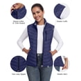 thumbnail image 4 of Women's Lightweight Packable Puffer VestWarm Quilted Windproof Sleeveless Jacket with 5 Zipper Pocketsfor Golf Hiking Travel Casual Wear Navy XS, 4 of 8
