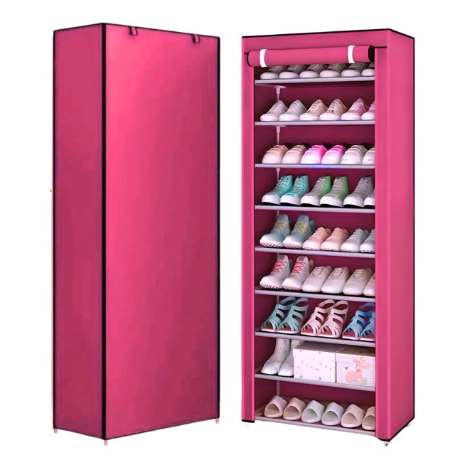 Estante Organizador para Zapatos de 9 Niveles | Acero Inoxidable | Almacenamiento de Calzado | Tela Impermeable | Zapatero Armable para 27 Pares