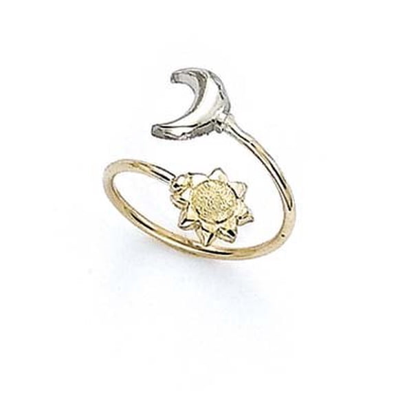 14k Two-Tone Gold Moon Sun Toe Ring - .9 Grams