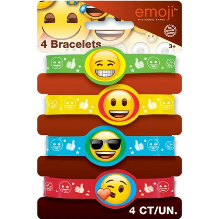 Emoji Rubber Bracelet Party Favors, 4ct (Best Birthday Party Games For 9 Year Olds)